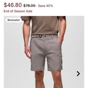 Prana Mens Khaki Cargo Shorts